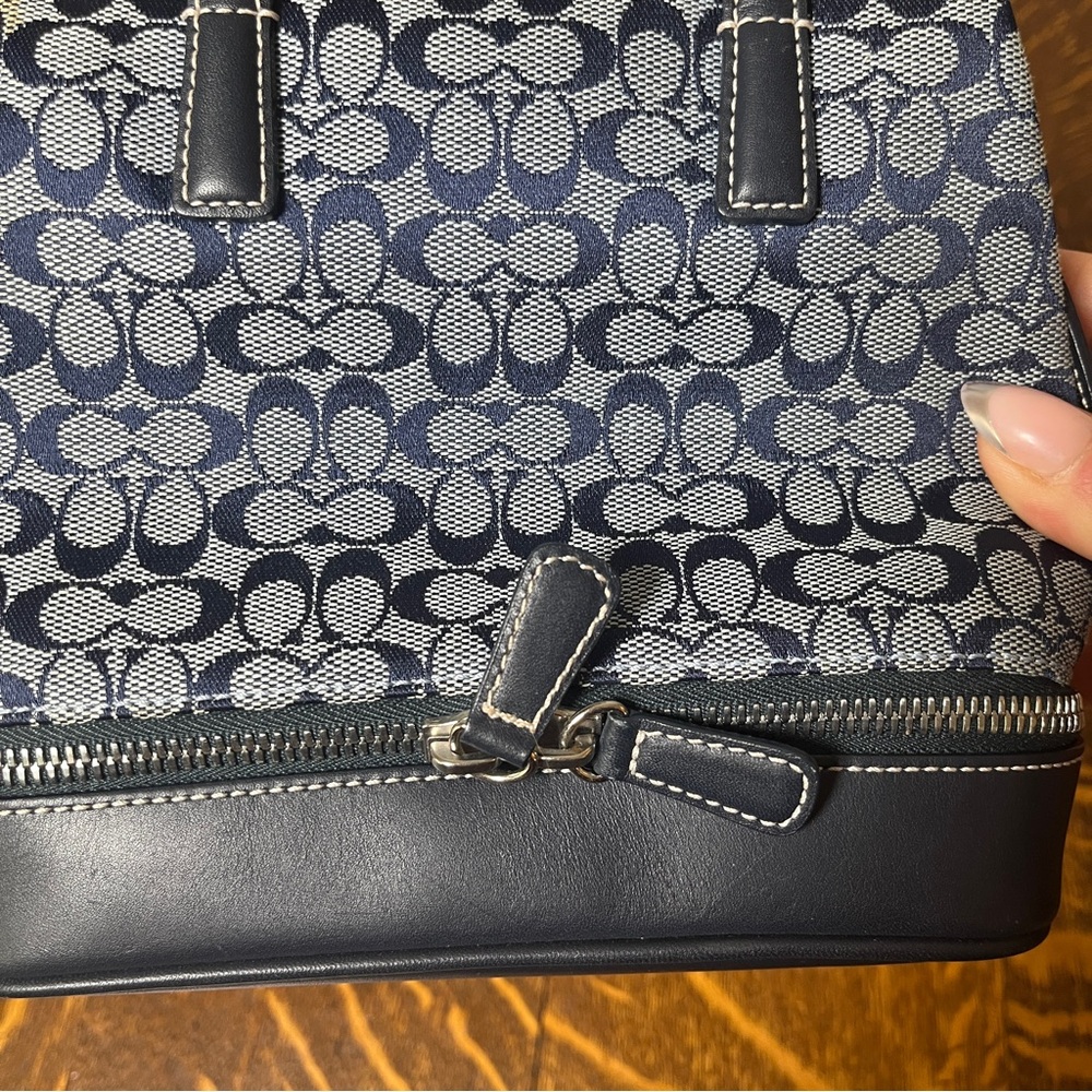 Coach Rare Y2K Early 2000’s Navy and Gray Signature Mini Top Handle Satchel - Picture 5 of 12